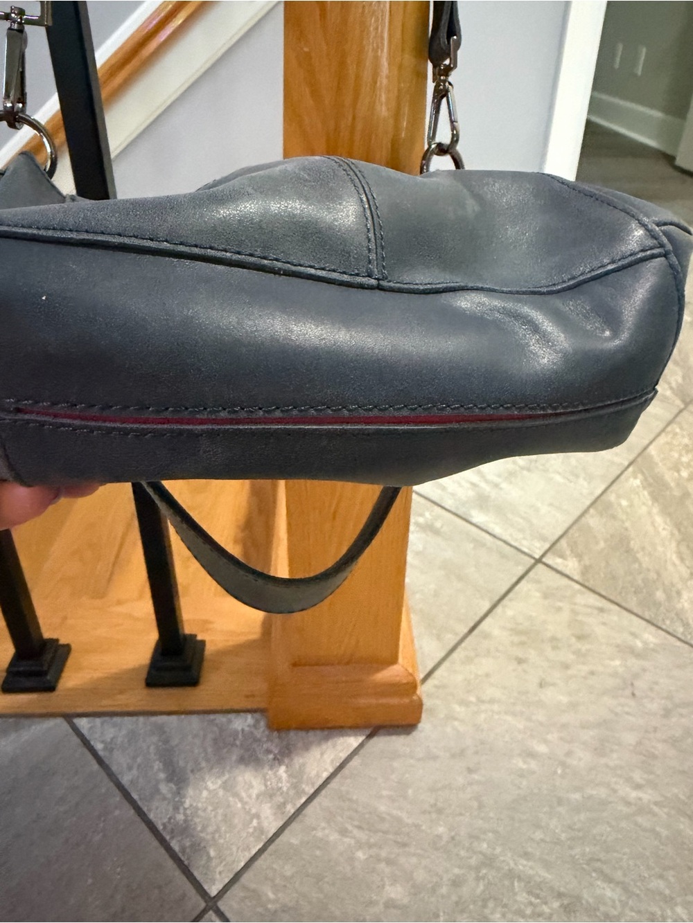 Hammitt Bryant Medium Navy Blue Leather Crossbody Bag - Picture 5 of 8